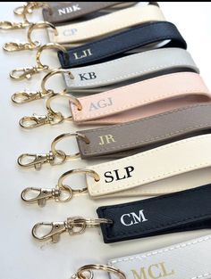 the key fobs are lined up in different colors