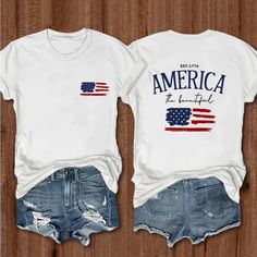 Brand New Without Tag Size Medium Mommy Clothes, American Flag Shorts, Cute Shirt Designs, Usa Shirt, French Door, July 4, Wordpress Blog, July 4th, Print T Shirts