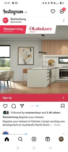 the instagram page on instagram com shows an image of a kitchen and living room