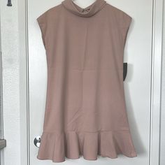 Brand New With Tag Size Xs From Pet And Smoke Free House Chic Sleeveless Taupe Dress, Beige High Neck Mini Dress For Spring, Spring Beige High Neck Mini Dress, Spring High Neck Beige Mini Dress, Chic Taupe Mini Dress For Spring, High Neck Beige Mini Dress For Spring, Short Sleeve Taupe Dress For Spring, Taupe Short Sleeve Dress For Spring, Chic Short Sleeve Mini Dress In Neutral Color