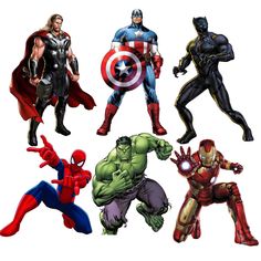 the avengers and spider - man characters are all in different poses