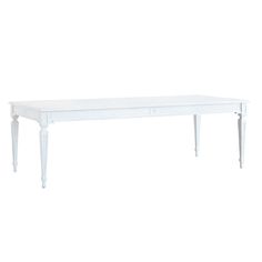 a white table with two legs and a drawer on the top, against a white background