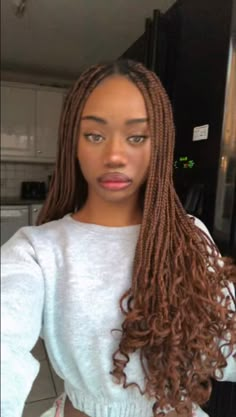 Caramel Brown Box Braids, Brown Box Braids Dark Skin, Brown Curly Box Braids, Maple Brown Box Braids, Brown Braids On Light Skin, Maple Brown Braids, Light Brown Braids With Curls, Medium Brown Braids, Light Brown Braids On Dark Skin