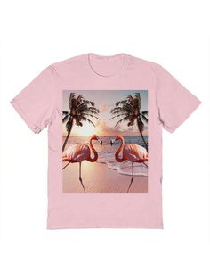 COMFY & COOL:  This is a licensed product by THREADLESS © Copyright 2024. Made of great-quality materials that are durable, comfortable, and easy to care for. Whether you're looking for a funny, inspirational, or pop-culture-inspired graphic tee shirt, we've got you covered.Nearly There Cute Colorful Flamingo Palm Tree Graphic Cotton Short-Sleeve T-Shirt Pink Casual  Short Sleeve Cotton Figure,Tropical,Plants  Medium Stretch  Men Clothing, size features are:Bust: ,Length: ,Sleeve Length: Tree Graphic, Graphic Tee Shirts, Tropical Plants, Sleeve Cotton, Cotton Shorts, Palm Trees, Flamingo, Casual Shorts, Pop Culture