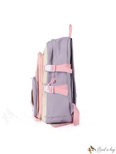 BirdinBag - Premium Colorblock Patch Backpack: Spacious & Versatile for all your Essentials Multicolor School Bag With Adjustable Straps, Rectangular School Backpack With Adjustable Straps, Back To School Color Block Standard Backpack, Color Block Backpack For Daily Use, Color Block Standard Backpack For Daily Use, Purple Rectangular Backpack For Students, School Backpack With Color Block Design, Rectangular Purple Backpack For Study, Purple Rectangular Backpack For Study