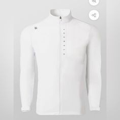 a white jacket with buttons on the collar