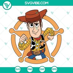 the character woody from toy story is shown in this graphic art file, which includes an image