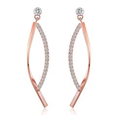 PRICES MAY VARY. 18K Rose Gold Plated drop earrings featuring sparkling round Cubic Zirconia stones 1.5 carats Cubic Zirconia reveals brilliant shine and a meticulous cut; High polish; Nickel-Free, Lead-Free, safe for sensitive ears Delicate post with hypoallergenic bullet clutch earring backs, rose gold-tone Gift for Women on any occasion: An elegant gift to your Mother, Daughter, Girlfriend, Wife, Bridesmaid, Fiancée, Granddaughter, Niece, or Friend. Suitable for Weddings, Engagements, Parties Cubic Zirconia Earrings, Jewelry Companies, Brilliant Diamond, Elegant Gift, Earring Backs, 18k Rose Gold, Earring Gifts, Mother Daughter, Rose Gold Plates