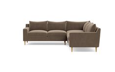 a brown couch and chair sitting next to each other on a white background with no one in it