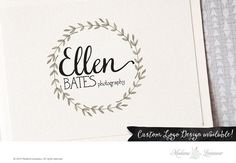 a white card with the words, personalized and an image of a wreath on it