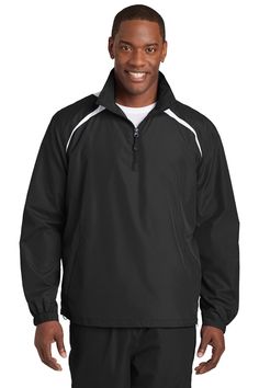 PRICES MAY VARY. 100% polyester shell - Jersey lining with mesh insets at gussets for added breathability Set-in sleeves - Articulated elbows for greater mobility Half elastic, half self-fabric cuffs for comfort Left side seam zipper for easy on/off - Drawcord hem with toggle Side pockets Sport-Tek - 1/2-Zip Wind Shirt. JST75 Our new wind shirt features a 1/2-zip front that lets you quickly adapt to changing breezes. 100% polyester shell 
Jersey lining with mesh insets at gussets for added breat Liberty Bag, Outdoor Cap, Weather Change, Free Labels, Fabric Cuff, Performance Wear, Custom Decor, Woven Labels, Lightweight Jacket