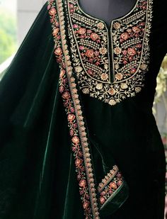 Item Overview ATHARVA Hand Embroidery Salwar Kameez/Velvet Embroidery Shirt/Bottle Green/Tilla n thread Embroidery Shirt Dupatta/Custom Stitch/Patiala/Plazo/Pants Dno. VL013A Fabric: * Shirt - Velvet - 2.5 Mts - Bottle Green Embroidered Neck - Colors Available / Very Heavy Embroidery * Dupatta: Zari Tilla Work Velvet Dupatta- Tilla Embroidery on the Border- 2.5 Mts- Latkans Tassels * Bottom self Crepe Silk 2.5 Mts. Excusive Hand Embroidered Party Wear Punjabi Suit. Customization: * Fabrics Custo Traditional Festive Palazzo Set With Floral Embroidery, Traditional Floral Embroidery Palazzo Set For Festive Occasions, Festive Traditional Palazzo Set With Floral Embroidery, Traditional Floral Embroidered Palazzo Set For Festive Occasions, Bollywood Style Velvet Sharara For Navratri, Green Embroidered Dola Silk Palazzo Set, Green Embroidered Palazzo Set For Festivals, Green Palazzo Set With Intricate Embroidery For Festivals, Traditional Green Palazzo Set With Intricate Embroidery