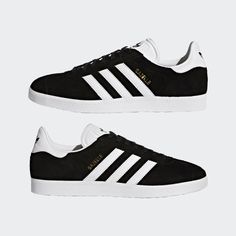 Adidas Gazelle Black, Black Gazelles, Adidas Gazelle Shoes, Gazelle Shoes, Adidas Originals Shoes, Black Footwear, Vintage Style Shoes, Adidas Originals Superstar, Adidas Originals Women