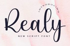 the realty script is displayed on a pink watercolor background