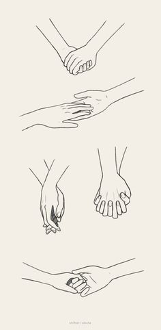 three hands reaching towards each other with one hand holding the other's hand, and another