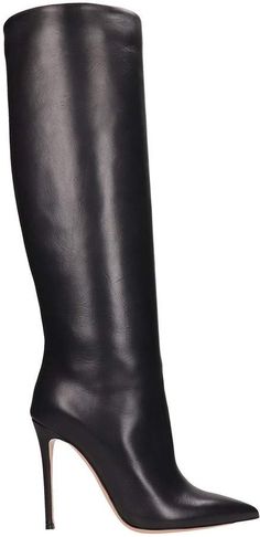 Lerre Black Leather High Boots Sleek Leather Boots With High Shaft, Sleek High Shaft Leather Boots, Luxury Leather-lined Knee-high Boots For Work, Luxury Knee-high Boots With Leather Lining For Work, Luxury Snip Toe Boots For Office, Elegant Leather Platform Boots, Luxury Knee-high Boots With Sculpted Heel For Work, Luxury Knee-high Boots With Reinforced Heel For Office, Chic Leather High Shaft Platform Boots