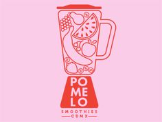 the logo for po me lo smoothies and dayles is shown on a pink background