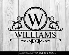 the logo for williams's is shown in black and white, on a wooden background