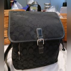 This Is In Like-New Condition With No Damages Of Any Kind! This Is A Soft Black Leather And Fabric Backpack!! It's Absolutely Beautiful And Perfect To Use Every Day! Please Look At All Photos As They Are A Part Of The Description And Show Measurements!! Price Is Firm!! Smoke-Free, Pet Friendly Home (Dogs) I Ship The Same Or Next Business Day!! Coach Backpack Purse, Coach Backpack, Soft Black, Backpack Purse, Coach Bags, Pet Friendly, Black Silver, Like New, Black Leather