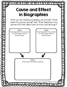 the cause and effect in biographies worksheet is shown with arrows pointing up to