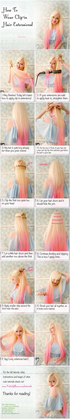 How To Use Clip In Hair Extensions - Hair Tutorial by VioletLeBeaux.deviantart.com on @DeviantArt Hair Clip Extensions, Clipin Hair Extensions, Gene False, Extensions Clip In, Hair Extensions Best