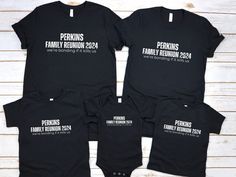 This sarcastic family reunion shirt is a perfect fit for your funny family! Even the teenagers will get a laugh out of this custom family shirt. We'll see you at the reunion! *Shirt Options: Bella Canvas 3001 Unisex Adult, Bella Canvas 3001Y Unisex Youth, Bella Canvas 3001T Unisex Toddler, Rabbit Skins 4424 Baby Bodysuit *Soft Material *Personalization: please make sure you double check your spelling before you submit your order! *No return or cancellation policy. If there's any issue with your order, please contact me. Family Matching Custom Print Tops For Family Reunion, Family Matching Tops With Custom Print For Family Reunion, Custom Print Black Top For Family Gatherings, Black Custom Print Top For Family Gatherings, Black Tops With Custom Print For Family Gatherings, Funny T-shirt With Text For Family Reunion, Funny Text T-shirt For Family Reunion, Funny Tops With Text For Family Reunion, Custom Text Crew Neck Tops For Family Gatherings