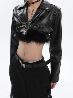 Size(cm) Length Shoulder Bust Sleeve S 21 36 84 57 M 22 37 86 58 L 23 38 88 59 Size: S M L color: black Year Season: Spring 2023 Sleeve length: long sleeve Length: super short Material composition: other materials Punk Style Black Leather Jacket For Fall, Black Punk Leather Jacket For Fall, Black Punk Long Sleeve Cropped Jacket, Winter Biker Style Black Cropped Jacket, Winter Black Biker Cropped Jacket, Black Punk Cropped Jacket With Long Sleeves, Black Biker Cropped Jacket For Winter, Punk Style Long Sleeve Outerwear For Night Out, Edgy Black Biker Jacket For Party