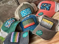 Our custom-made-to-order handcrafted patch hats are created with pride and integrity using only the finest materials. All of our hats are finished by hand. PATCH DETAILS:Patch color: multiPatches are bonded to all hats **not stitched on** Katie OFA Hats 65% Cotton/35% Polyester Dirty Washed Cotton Twill Crown and Mesh Unstructured, Six-panel, Low-profile Pre-curved Visor, Green Undervisor Contrasting Snapback Closure Due to the Washing Process Each Cap Is Unique Katie OFAFP Hats 65/35 cotton/pol Handmade Multicolor Snapback Hat, Custom Multicolor Cap, Adjustable Outdoor Hat With Patches, Adjustable 5-panel Hat With Patches, Handmade Multicolor Hats For Outdoor, Handmade Multicolor Outdoor Hats, Custom Handmade Hats For Outdoors, Custom Multicolor Hat With Curved Brim, Hat Inspiration