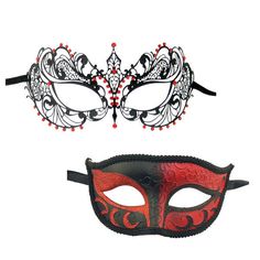 Couple's Laser cut Masquerade Mask Set Black Red Stones - Luxury Mask Masquerade Formal, Masquerade Masks For Men, Ball Masks, Masquerade Ball Masks, Gold Masquerade Mask, Themes Party, Luxury Mask, Mens Masquerade Mask, Plastic Mask