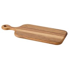 a wooden cutting board on a white background