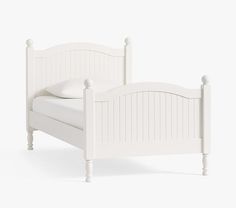 a white bed frame with no headboard and foot board on the bottom, in front of a white background