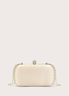 This stylish evening bag is the perfect accessory to any formal look. Crafted with a sparkly rhinestone and faux pearl decor, this mini bag adds an elegant touch to any special occasion. Show off your perfect style with this timeless and classic evening bag. Classic Beige Evening Bag, Embellished Evening Bag For Prom, Chic Pearl-embellished Clutch For Formal Occasions, Glamorous Pearl-embellished Evening Bag For Events, Elegant Beige Evening Bag For Formal Occasions, Elegant Beige Rectangular Evening Bag, Chic Pearl Embellished Evening Bag For Party, Pearl Embellished Evening Bag, Pearl-embellished Evening Bag