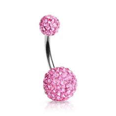 Pretty in Pink! The Pink Swarovski Ferido Crystal belly ring is bubble gum pink and perfect! The ferido belly ring will sparkle and shine all day. It's a real beauty that will be a classic piece in your collection.- 14 GA- 2 GA (6.5 MM) and 0 GA (8 MM) Ball- 3/8" Curved Barbell Length- 7/8" End to End Length- Swarovski Crystals- 316L Surgical Steel Bubble Gum Pink, Pink Swarovski, Navel Piercing, Sparkle And Shine, Belly Ring, Real Beauty, Belly Rings, Bubblegum Pink, Bubble Gum