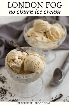 two bowls filled with ice cream on top of a table