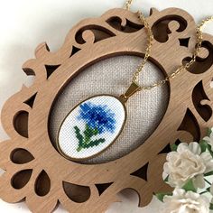 Dainty blue cornflower necklace is a wonderful gift for women. Jewelry pendant with small flower is a wonderful gift for daughter, sister or best friend women. Simple floral necklace is suitable for every day and for a special occasion. This jewelry perfect accessory for complete your summer look. This pendant is made in the technique of micro-embroidery cross stitch on cotton canvas with cotton threads.  The size of each cross stitch is less than 1 mm. MATERIALS: The color of the base and chain Dainty Handmade Necklace Gift, Elegant Handmade Necklace For Best Friend, Handmade Elegant Necklace For Best Friend, Dainty Handmade Flower Necklace For Her, Dainty Handmade Flower Necklace For Mom, Dainty Flower Pendant Necklace As Gift, Dainty Handmade Flower Necklace As Gift For Her, Dainty Handmade Flower Necklace As Gift For Mom, Mother's Day Blue Flower Jewelry