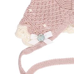 Knitted bonnet for baby girls, by Paz Rodriguez. Knitted in soft and lightweight cotton, it has ties under the chin. 100% cotton (soft, lightweight knit) Garter stitch hood. Personalized plate. Machine wash Made in Europe Personalized Plates, Garter Stitch, Knitting, Pink