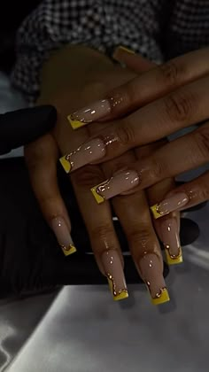 Summer Yellow Nails, Nails Coral, Colored Acrylic Nails, Colored Acrylic, Girly Acrylic Nails, French Tip Acrylic Nails, Work Nails, Short Square Acrylic Nails