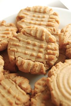 peanut butter cookies on a white plate