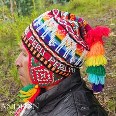 Beautiful Beaded Shaman Q'ero Chullo hat Peru Winter Hat Colorful Pom Poms Tassels Earflaps with ancient sacred designs and patterns. This hat originally made for shamans of Peru. Super colorful and exuberant. This is a very tight knit hat made by artisans of Q'ero Peruvian chullo hat, hand-weaved and decorated with beads in the Andean Community of Q'eros Andean shamans o Q'eros paq'os use this Chullo hat durant the ceremonies; Pago a la Paccha mama, despachos and others. Sizes are approx MEDIUM Cusco Peru, Skull Cap Beanie, Hat Making, Skull Cap, Pom Poms, Peru, Labour Day, Caps Hats, Knitted Hats