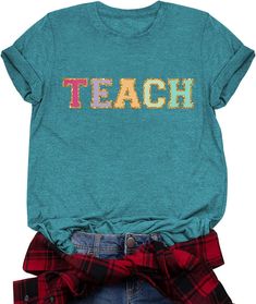 PRICES MAY VARY. Our teacher shirts for women are made of a cotton blend, soft, comfortable, breathable, and stretchy. They are cute and make a great statement for any teacher. Feature: Teacher tshirts, kindergarten prek teacher shirts, cute teacher letter graphic tshirt, funny back to school t shirts, preschool teacher first day of school tees, first grade holiday teacher appreciation shirts gift top. Occasion: This teacher t shirts for women are suitable for any holiday celebrations, including Stretch Graphic Tee With Letter Print, Stretch Short Sleeve Shirt With Letter Print, Stretch Cotton Shirt With Letter Print, Cotton Stretch T-shirt With Text Print, Cute Stretch Cotton T-shirt, Funny Text Stretch Short Sleeve T-shirt, Stretch Cotton T-shirt With Funny Text, Cotton Stretch T-shirt With Funny Text, Graphic Print Stretch Cotton Shirt