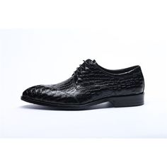 Introducing the LuxePoint Exquisite CrocLeather Brogue Shoes, a true embodiment of sophistication and style. Crafted with genuine leather, these shoes exude luxury and elegance, while the solid pattern and pointed toe shape add a touch of class and modernity. With a lace-up closure and full grain leather insole, these shoes offer a secure and comfortable fit, making them perfect for all-day wear. Elevate your footwear game and make a statement with the LuxePoint Exquisite CrocLeather Brogue Shoe Black Snip Toe Leather Shoes For Formal Occasions, Elegant Business Loafers With Textured Sole, Fitted Black Dress Shoes With Crocodile Pattern, Elegant Lace-up Dress Shoes For Business Casual, Luxury Black Dress Shoes With Pointed Toe, Elegant Lace-up Shoes With Rubber Sole For Business Casual, Elegant Lace-up Leather Shoes For Work, Black Snip Toe Oxfords For Formal Occasions, Elegant Patent Leather Oxfords With Rubber Sole