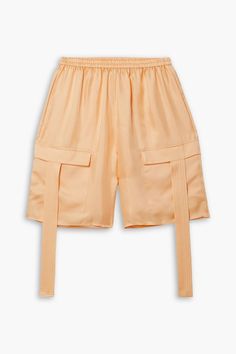 Sally Lapointe, Pastel Orange, Satin Shorts, Belted Shorts, Twill Shorts, Bellows, High Rise Shorts, Silk Twill, Net A Porter