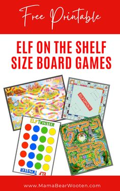 the free printable elf on the shelf size board games