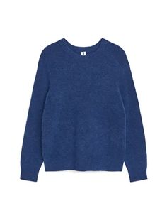 Alpaca & Merino Jumper - Bright Blue - Knitwear - ARKET WW Soft Textured Crew Neck Sweater For Layering, Soft Knit Crew Neck Sweatshirt, Snug Textured Knit Crew Neck Sweater, Soft Knit Crew Neck Sweater, Soft Texture Knit Sweater With Crew Neck, Textured Knit Crew Neck Sweater With Cozy Fit, Cozy Fit Textured Knit Sweater With Crew Neck, Cozy Fit Textured Knit Crew Neck Sweater, Cozy Crew Neck Fine Knit Sweater