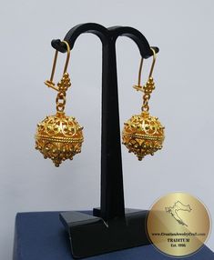 "* Large, statement filigree ball earrings * * Available in yellow or rose solid 14k gold * ★ Largest size of our traditional Croatian filigree ball earrings, handcrafted in solid 14k gold. They are replicas of ethnic - heritage Croatian jewelry from Dubrovnik - Dalmatia region. Earrings end with decorative, secure - latching type of ear-wires. ★ *These earrings are handmade on order in 7-10 business days* Due to the handmade creation, every pair is unique, so there can be tiny variations in dim Traditional Pierced Bridal Drop Earrings, Ornate Bridal Drop Earrings As Gift, Traditional Bridal Drop Earrings, Formal Yellow Gold Bridal Earrings With Intricate Design, Gold Bridal Earrings With Intricate Design For Formal Occasion, Traditional Filigree Bridal Earrings For Formal Occasions, Formal Bridal Earrings In Yellow Gold With Intricate Design, Gold Earrings With Elegant Design For Ceremonial Use, Traditional Yellow Gold Clip-on Earrings For Formal Occasions