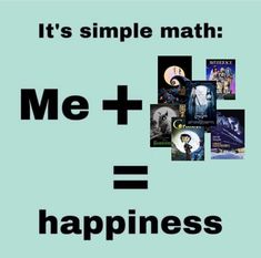 the words it's simple math = happiness are surrounded by images of movie characters