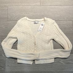 New With Tags Hollister Size Xs Off White Cable Knit Cardigan Pet Free Smoke Free Home Off White Cardigan, Fancy Buttons, Hollister Sweater, Cable Knit Cardigan, White Cardigan, Knit Cardigan, Cable Knit, Hollister, Sweaters & Cardigans