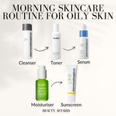 If you have oily skin, do you know what it needs? Here's an example of a skincare routine for oily skin featuring a gel moisturizer, balancing toner, and sunscreen. Dermalogica Moisturizer, Skincare Routine For Oily Skin, Oily Skin Toner, Routine For Oily Skin, Mask For Oily Skin, Skincare For Oily Skin, Tips For Oily Skin, Oily Skin Care Routine, Simple Skincare Routine