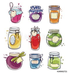 jars with different types of jams in them