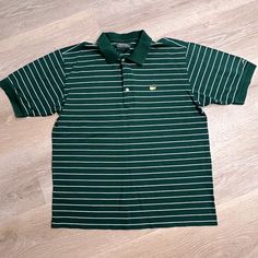 This Masters Golf Men’s Polo Green With White Stripes Large Is Like New. Never Worn But No Tags . Smoke Free Home. Augusta Golf, Golf Men, Yellow Polo Shirt, Masters Golf, Striped Polo Shirt, Blue Polo, Mens Golf, Golf Polo Shirts, Cotton Polo